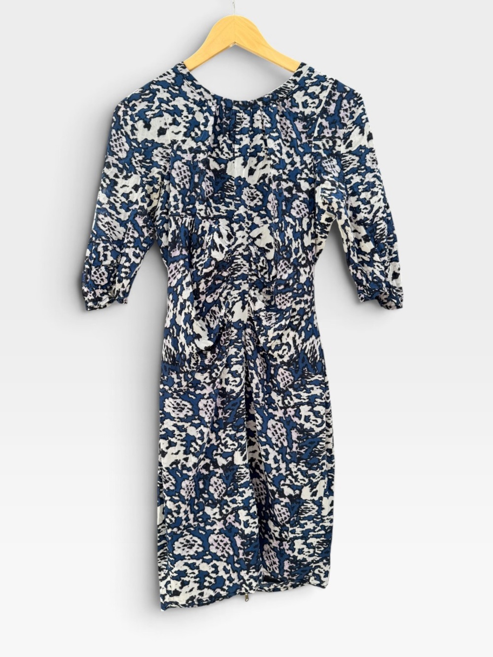 Whistles Bella Dress US 8 Silk Blue Kate Middleton Royal Worn Bodycon Midi